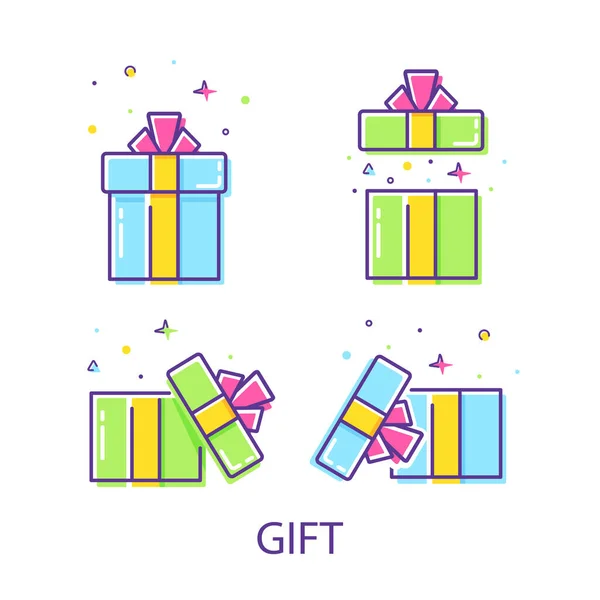 Surprising Gift Set Gift Idea Concept Gift Box Flat Design — Stock Vector