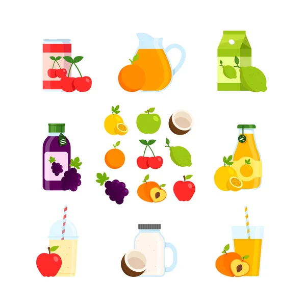 Naadloze Kleurrijke Fruit Milkshake Set Ontwerp Vector Illustratie Cartoon Platte — Stockvector