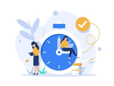 Time management, self management, self control, target, productivity metaphors. Modern flat cartoon style. Vector illustration on white background