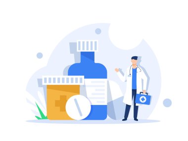 Antibiotic protection concept. Idea of medical treatment and healthcare. Shield from disease. Protection from the illness