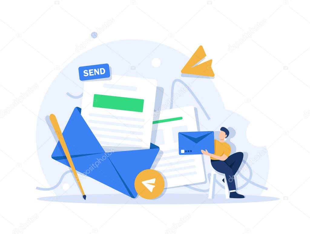 Email and messaging,Email marketing campaign,Working process, New email message,flat design icon vector illustration