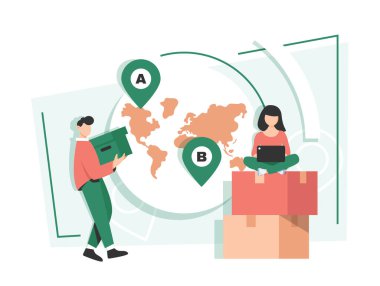 Çevrimiçi alışveriş kavramı, hediye, çevrimiçi dağıtım, ulaşım kavramı