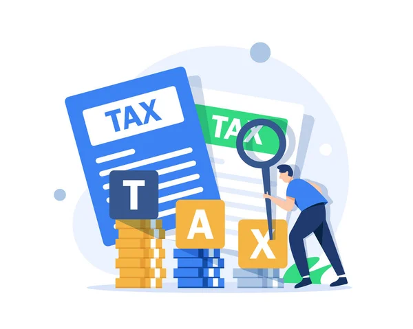 Check Tax Documents Income Tax Filing Refund Payment Concept Flat — Wektor stockowy