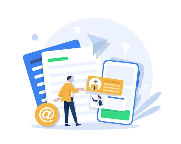 Mail Messaging Mail Marketing Campagne Werkproces Nieuw Mailbericht Platte Ontwerp — Stockvector