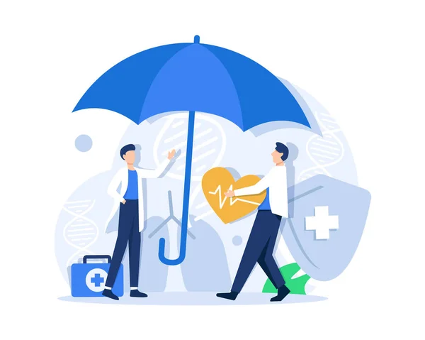 Konsep Desain Asuransi Kesehatan Dengan Perlindungan Payung Ilustrasi Vektor Ikon - Stok Vektor