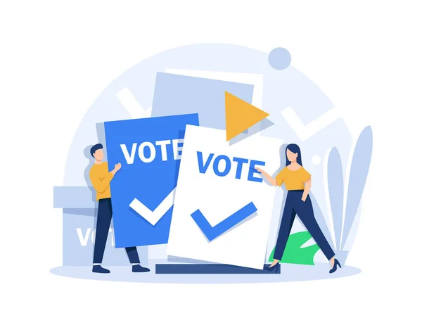 Sätter Röstsedeln Valurnan Val Och Röstningskoncept Klienter Som Väljer Nöjdhetsbedömning — Stock vektor