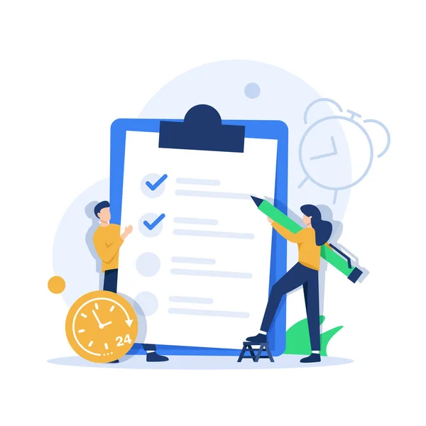 Plan Fulfilled Task Completed Concept Flat Design Icon Vector Illustration — 스톡 벡터