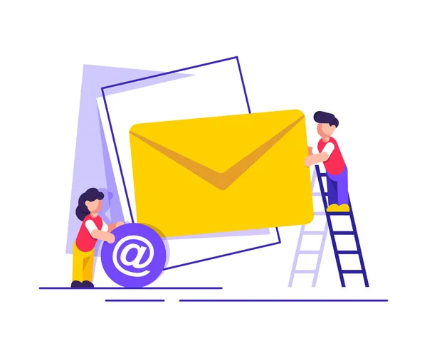 Email Mensagens Campanha Email Marketing Ilustração Vetorial Ícone Design Plano — Vetor de Stock