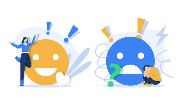 Καλή Εμπειρία Χαρούμενα Δυστυχισμένα Εικονίδια Emoji Bad Υπηρεσίες Υποστήριξης Πελατών — Διανυσματικό Αρχείο