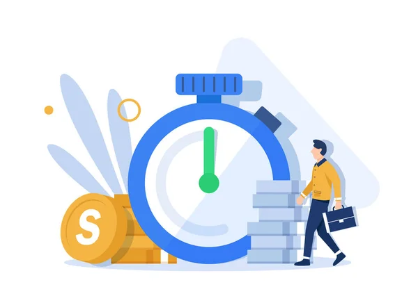 Time Money Business Finance Concept Quick Payment Clock Cash Fast — Vetor de Stock