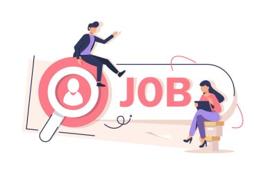 İş arayan işçiler, arama çubuğunda iş arayan büyüteç kullanan çalışanlar, iş ve iş imkanı arayanlar