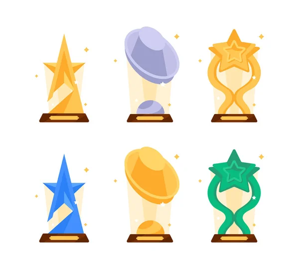 Golden Cups Winners Others Sport Trophy Flat Design Icon Vector — Stock Vector