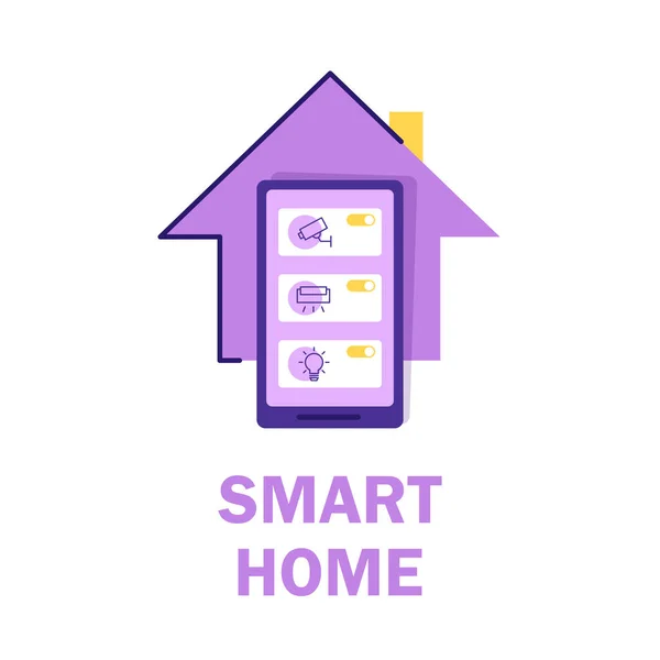 Aplicación Para Hogar Inteligente Con Sistema Control Eco House Segundo — Vector de stock