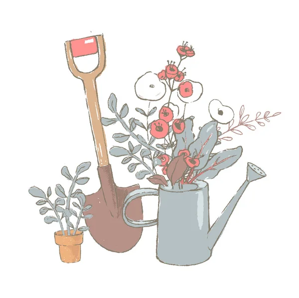 Garden Rubber Boots Full Flowers White Vector Illustration — Wektor stockowy