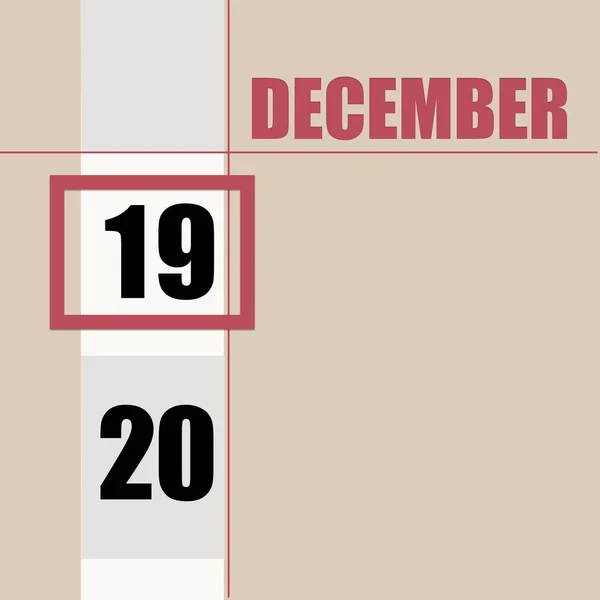 12月19日 月の19日 カレンダーの日付 白のストライプと赤の正方形とベージュの背景 日付を変更して 年の日 タイムプランナー 冬の月の概念 — ストック写真