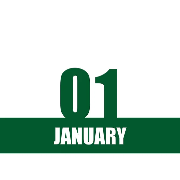 Januari 1Ste Dag Van Maand Kalenderdatum Groene Nummers Streep Met — Stockfoto
