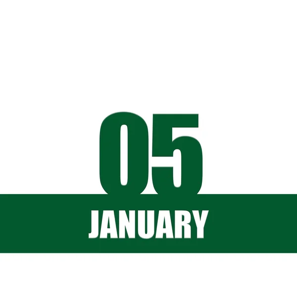 January 5Th Day Month Calendar Date Green Numbers Stripe White — Stock Photo, Image