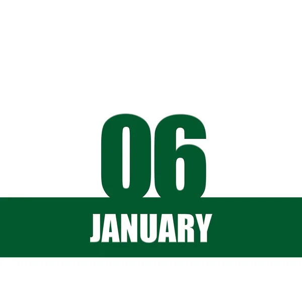 January 6Th Day Month Calendar Date Green Numbers Stripe White — Stock Photo, Image