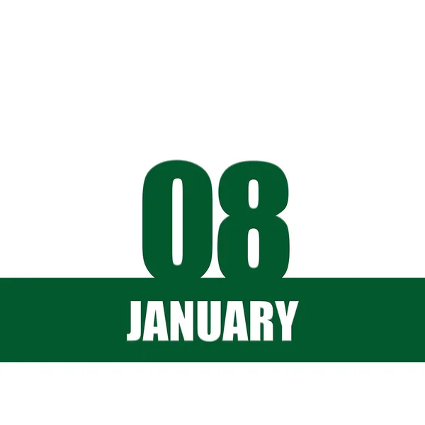 January 8Th Day Month Calendar Date Green Numbers Stripe White — Stock Photo, Image