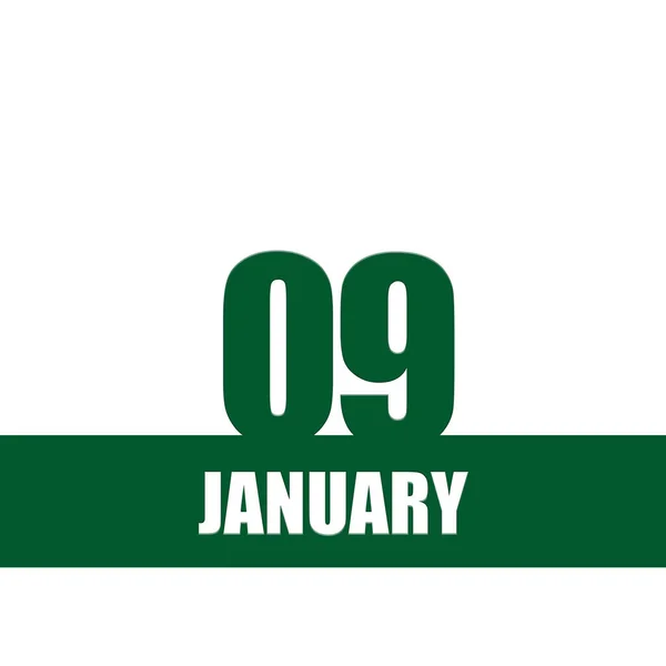 January 9Th Day Month Calendar Date Green Numbers Stripe White — Stock Photo, Image