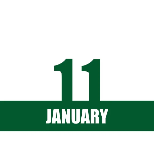 January 11Th Day Month Calendar Date Green Numbers Stripe White — Stock Photo, Image