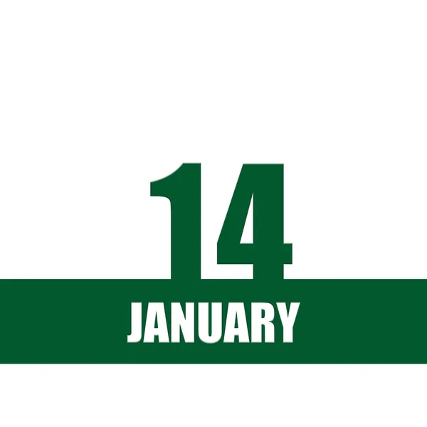 Enero 14º Día Del Mes Fecha Del Calendario Números Verdes —  Fotos de Stock