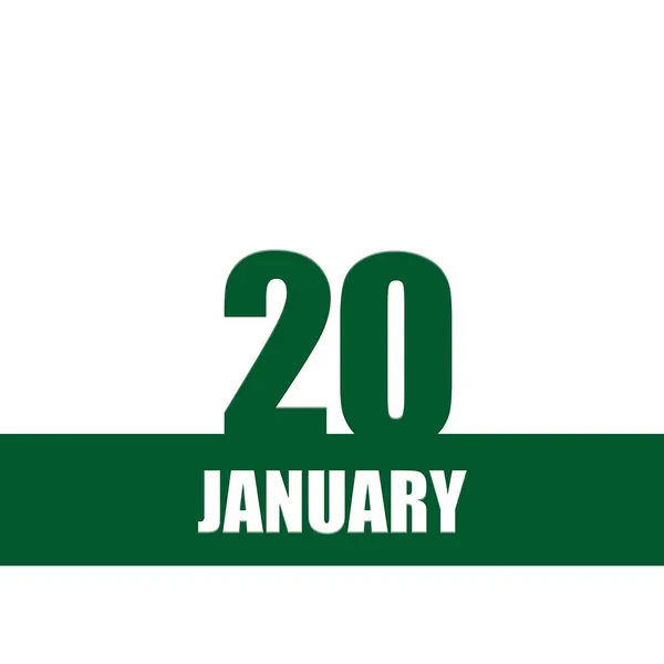 Enero 20º Día Del Mes Fecha Del Calendario Números Verdes — Foto de Stock
