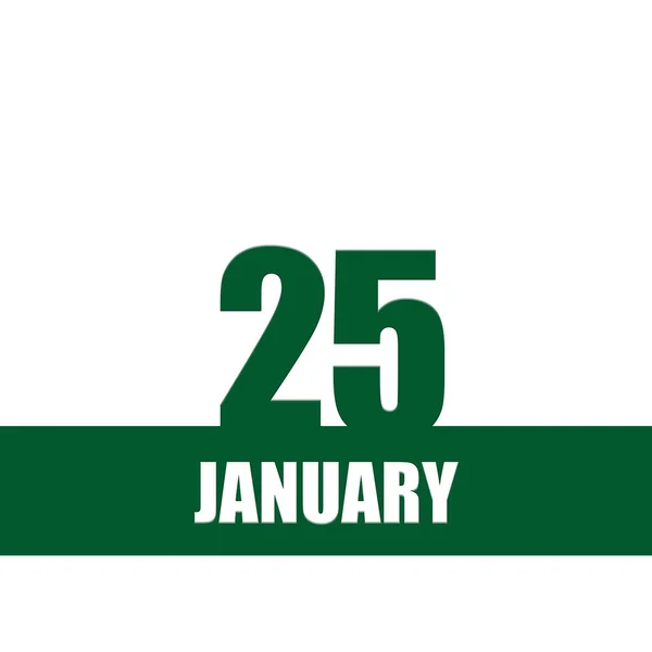 January 25Th Day Month Calendar Date Green Numbers Stripe White — Stock Photo, Image