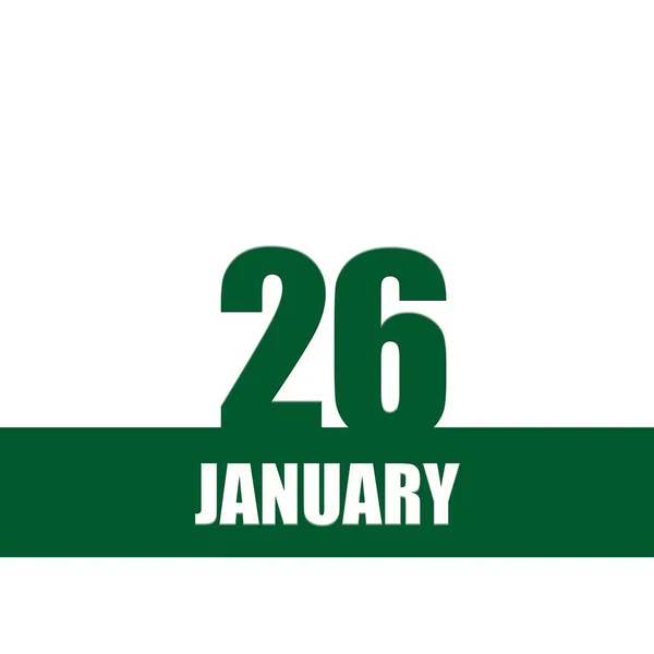 1月26日 月の26日 カレンダー日付 隔離された背景に白いテキストと緑の数字とストライプ 年の日 タイムプランナー 冬の月の概念 — ストック写真