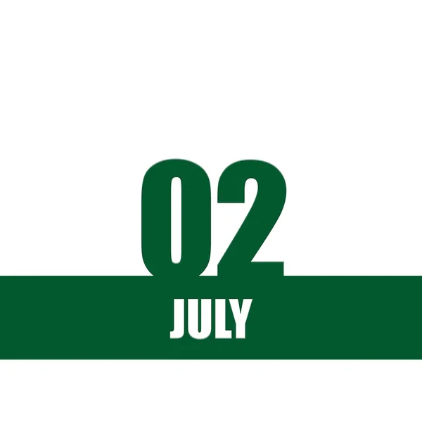 공정 2. 2th day of month, calendar date.Green numbers and stripe with white text on isolated background. 계절의 개념, 시간 계획, 여름의 달 — 스톡 사진