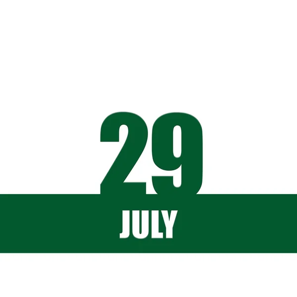 29 июля. 29-й день месяца, дата календаря. Зеленые номера и полоса с белым текстом на изолированном фоне. Концепция дня года, планировщик времени, летний месяц — стоковое фото