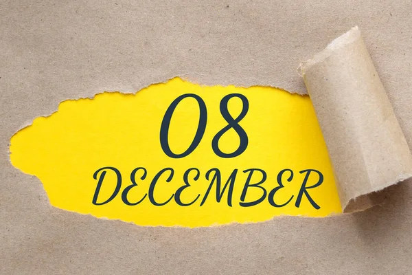 Dezembro 08O Dia Mês Data Calendário Buraco Papel Com Bordas — Fotografia de Stock