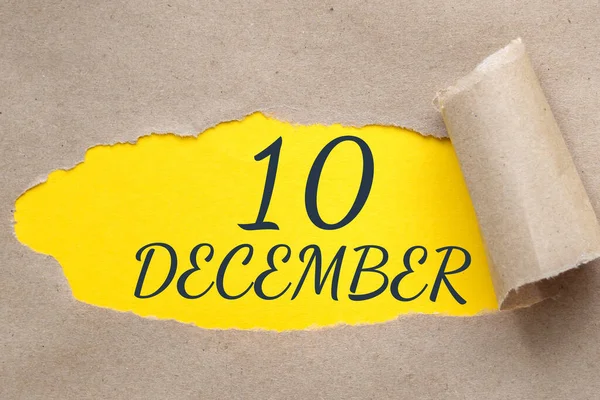 Δεκεμβρίου 10Η Ημέρα Του Μήνα Ημερολόγιο Τρύπα Χαρτί Σκισμένες Άκρες — Φωτογραφία Αρχείου
