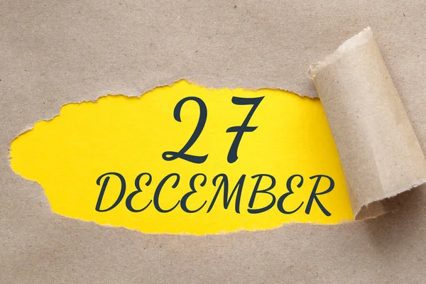 Δεκεμβρίου 27Η Ημέρα Του Μήνα Ημερολόγιο Τρύπα Χαρτί Σχισμένες Άκρες — Φωτογραφία Αρχείου