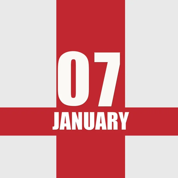 January 7Th Day Month Calendar Date White Numbers Text Red Stock Picture