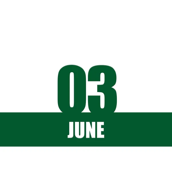June 3Th Day Month Calendar Date Green Numbers Stripe White — Stock Photo, Image