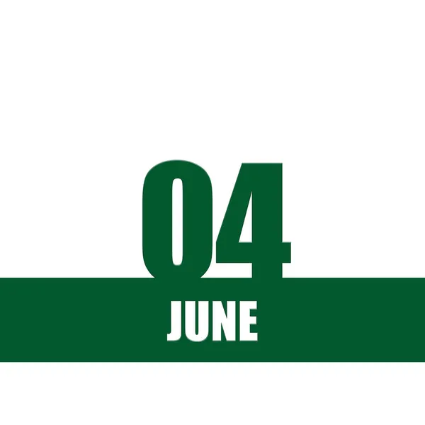 Czerwca Dzień Miesiąca Data Kalendarzowa Zielone Numery Paski Białym Tekstem — Zdjęcie stockowe