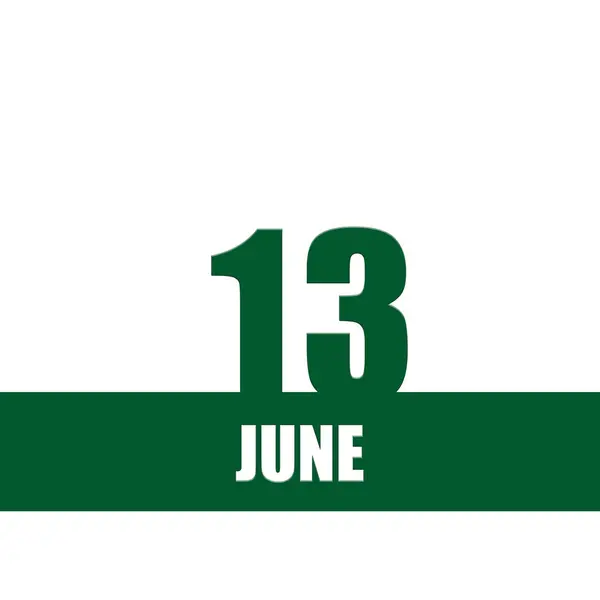 June 13Th Day Month Calendar Date Green Numbers Stripe White — Stock Photo, Image