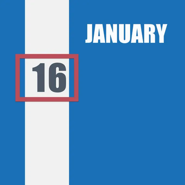 Ιανουαρίου 16Η Ημέρα Του Μήνα Ημερολόγιο Μπλε Φόντο Λευκή Ρίγα — Φωτογραφία Αρχείου
