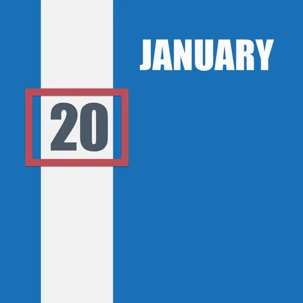 Ιανουαρίου 20Η Ημέρα Του Μήνα Ημερολόγιο Μπλε Φόντο Λευκή Ρίγα — Φωτογραφία Αρχείου