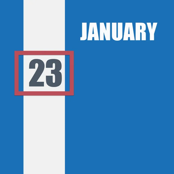 一月二十三日 第23天 日历日期 蓝色背景 白色条纹和红色数字滑块 冬的概念 — 图库照片