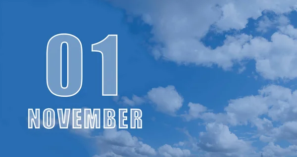 November Day Month Calendar Date White Numbers Blue Sky Clouds — Stock Photo, Image