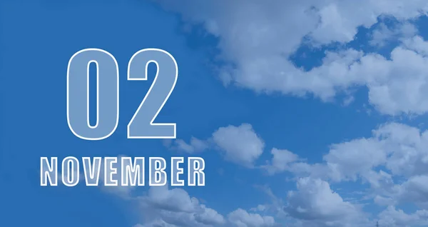 Listopad Dzień Miesiąca Data Kalendarzowa Białe Liczby Przeciwko Błękitnemu Niebu — Zdjęcie stockowe