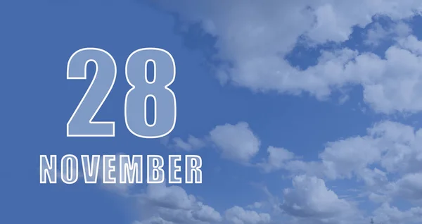 November Day Month Calendar Date White Numbers Blue Sky Clouds — Stock Photo, Image