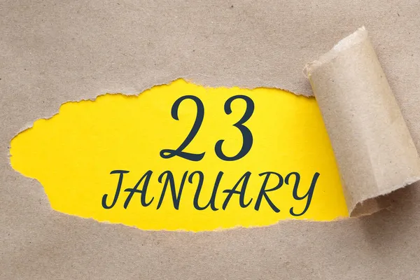 Ιανουαρίου 23Η Ημέρα Του Μήνα Ημερολόγιο Τρύπα Χαρτί Σχισμένες Άκρες — Φωτογραφία Αρχείου