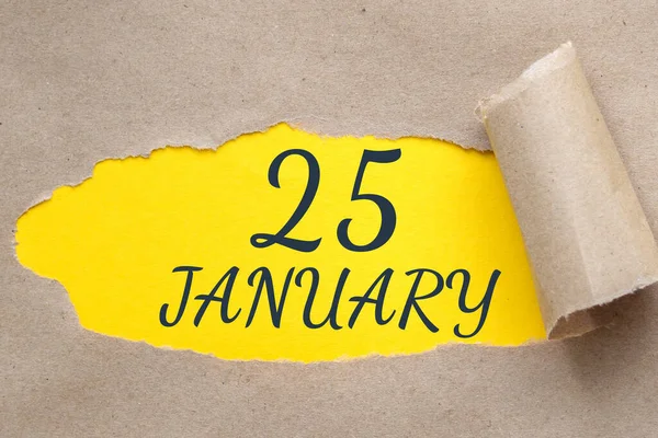Ιανουαρίου 25Η Ημέρα Του Μήνα Ημερολόγιο Τρύπα Χαρτί Σκισμένες Άκρες — Φωτογραφία Αρχείου