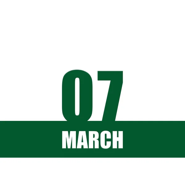 Marzo Settimo Giorno Del Mese Data Del Calendario Numeri Verdi — Foto Stock
