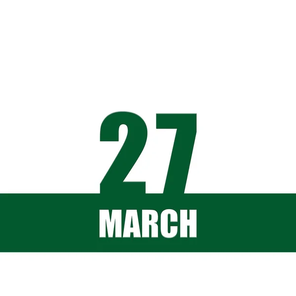Mars 27E Jour Mois Date Calendrier Numéros Verts Bande Avec — Photo