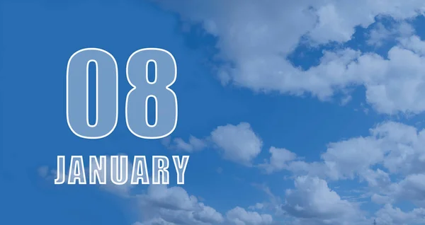Styczeń Dzień Miesiąca Data Kalendarzowa Białe Liczby Przeciwko Błękitnemu Niebu — Zdjęcie stockowe