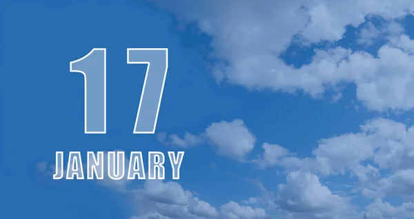 Styczeń Dzień Miesiąca Data Kalendarzowa Białe Liczby Przeciwko Błękitnemu Niebu — Zdjęcie stockowe